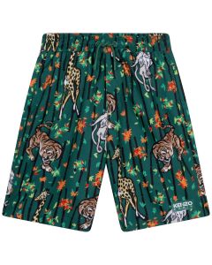 KENZO Green Bamboo Jungle Print Swim Shorts