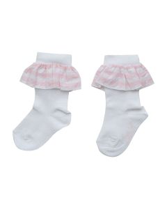 A'Dee Little A Summer Bloom 'Georgie' Pale Pink Frill Knee High Socks