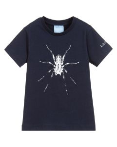 Lanvin Boys Blue Cotton White Spider T-Shirt