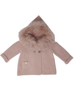 Martin Aranda Pink Faux Fur Hooded Coat