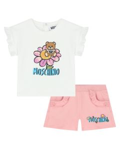 Moschino Baby Girls Pink Teddy Cotton Shorts Set