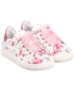 Monnalisa Girls White  Floral &quot;Lola Bunny&quot; Trainers