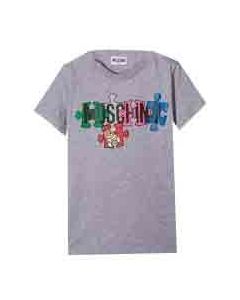 Moschino Kids Grey Puzzle Logo T-shirt