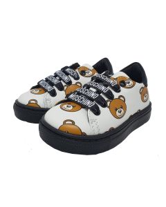 Moschino Kids-Teen Black And White Teddy Rubber Sole Trainers