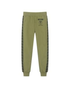 Moschino Kids Olive Green Cotton Joggers with Logo on Legs
