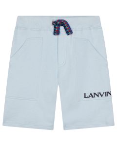 Lanvin Pale Blue  Shorts With Blue Embroidered Logo