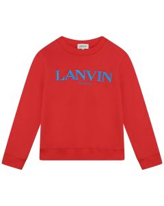 Lanvin Red Sweatshirt With Blue Paris Logo