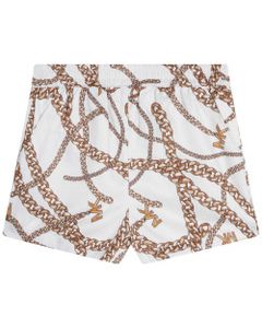 Michael Kors Girls White Shorts With Chain All-Over Print