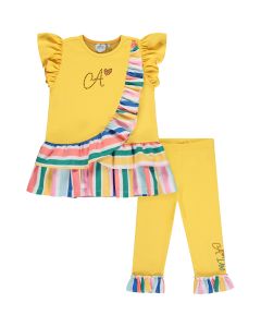 A'Dee La Isla Bonita 'Urania' Yellow With Multi Coloured Striped Legging Set