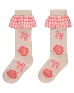 A'Dee Garden Party 'Yasmina' Allover Rose Print Knee High Socks With Bow Detail