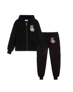 Moschino Girls Black Teddy Cable Knit Tracksuit