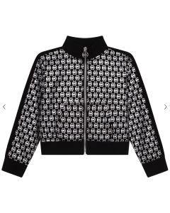 Michael Kors Girls Black With Silver All Over Zip Up Jacket