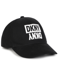 DKNY Boys Black Cap With White Logo Print
