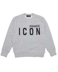 DSQUARED2 ICON Grey Sweater With Black Logo Across The Chest