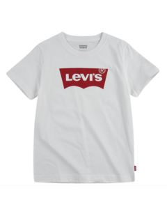 Levi&#039;s Boy&#039;s White With Red Logo Short Sleeved Batwing Logo T-Shirt
