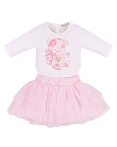 Everything Must Change Ivory &amp; Pink Teddy Tulle Skirt Set
