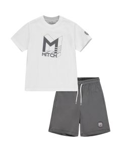 Mitch Marbella' Bright White With 3D Logo Short Set