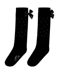 A&#039;Dee &#039;Penny&#039; Bow &amp; Diamanté Black Knee High Socks