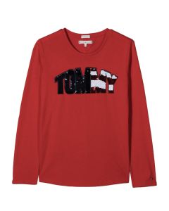 Tommy Hilfiger Red Long Sleeve Sequin T-shirt