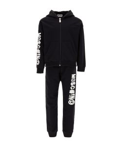 Moschino Kids Black And White Hooded Zip-Up Tracksuit