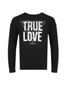 Guess Girls 'True Love' Print Long Sleeve Black Top
