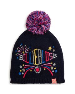 Billieblush Girls Embroidered Navy Blue Pom-Pom Hat
