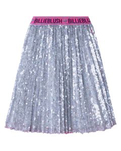 Billieblush Girls Silver Lamé Sequin Skirt