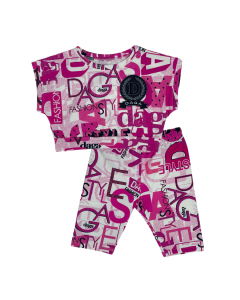 Daga Girls Bright Pink Cropped  T-shirt &amp; Cycling Shorts 