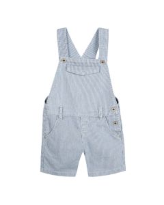 3Pommes Boys Blue Cotton Pin Striped Dungarees