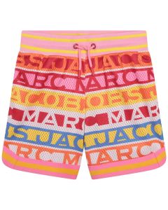 MARC JACOBS Girls Multicoloured Logo Mesh Shorts