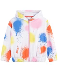 THE MARC JACOBS Girls White Paint Logo Zip-Up Hoodie