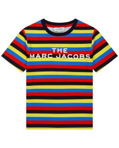 THE MARC JACOBS Boys Multi Coloured Striped Cotton Logo T-Shirt
