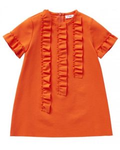 IL Gufo Girl's Orange Ruffle Dress
