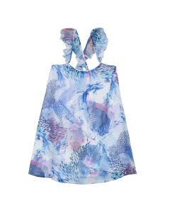 3Pommes Girls Blue and Pink Ocean Themed Chiffon Dress