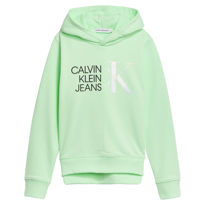 Calvin Klein Jeans Green Cotton Silver Logo Hoodie