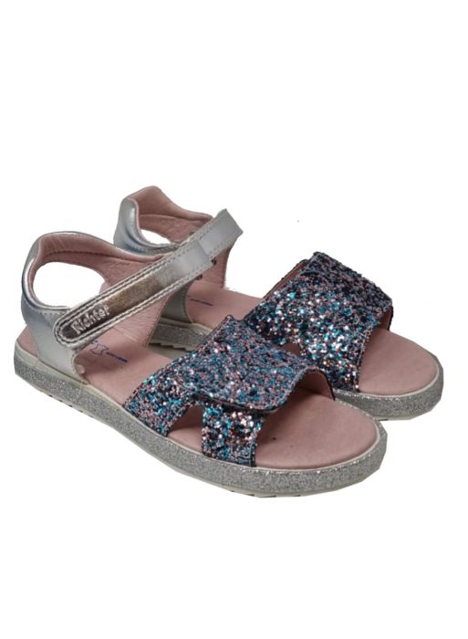 Girls Silver sandals with Sparkle front strap