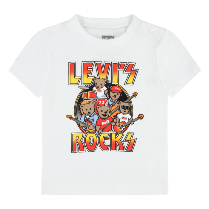 Levi's Baby Boys White T-shirt With Teddy Rock Band Print
