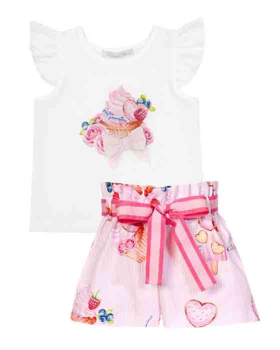 Balloon Chic Pink Cupcake & Ice Lolly Short Set
