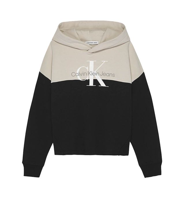 Calvin Klein Girls Black Colour Block Hooded Sweater