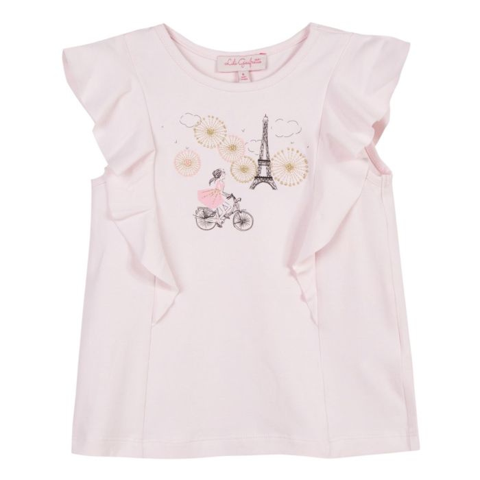 Lili Gaufrette Girls Pink Cotton Paris T-Shirt