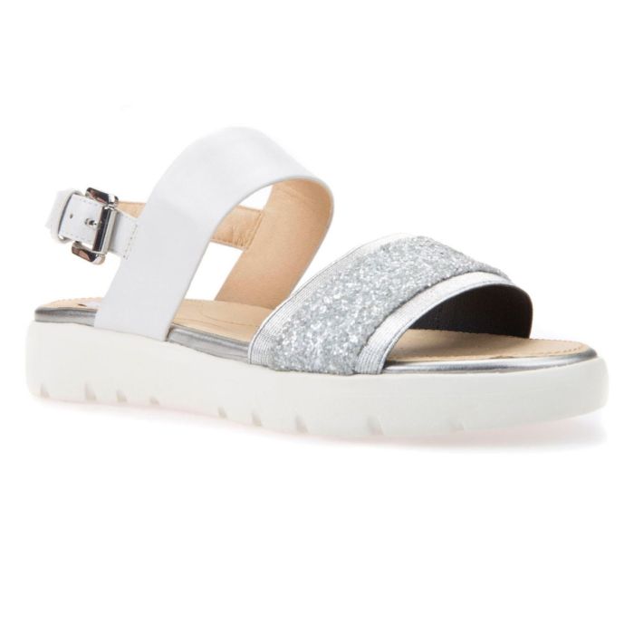 Geox Girl's White And Silver 'Amilitha' Sandal
