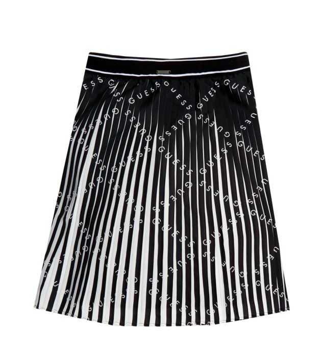 Guess Older Girls Black And White Pleated Skirt