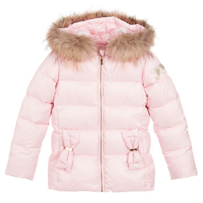 Lili Gaufrette Girls Pink Down Padded Jacket