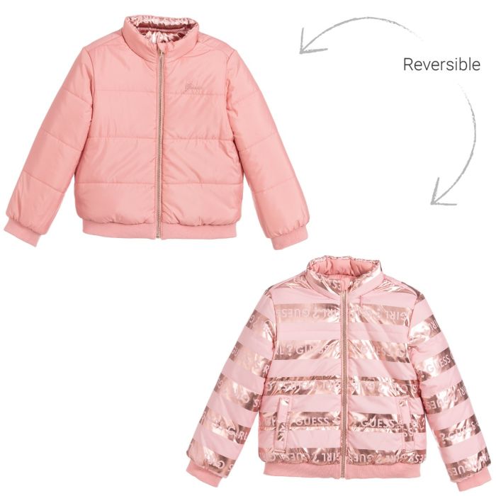 Guess Pink Reversible Puffer Jacket