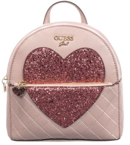 Guess Girls Pink Sparkly Heart Backpack (22cm)