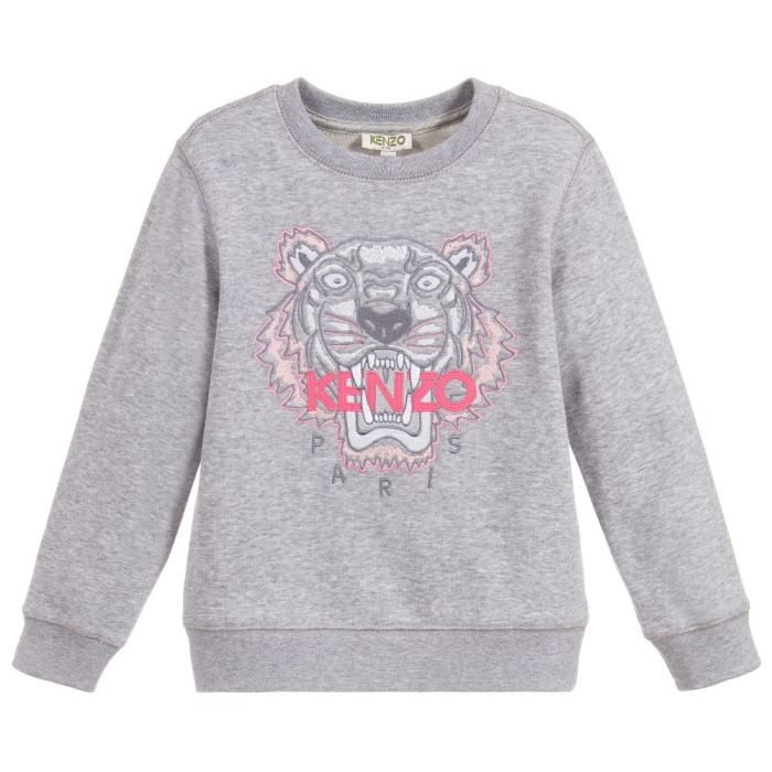 KENZO KIDS Grey Cotton Tiger Sweatshirt