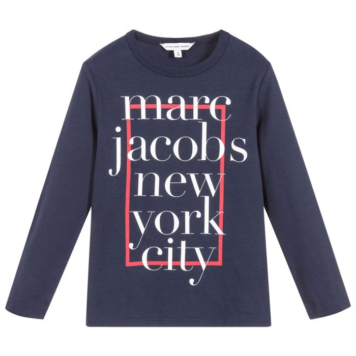 MARC JACOBS Boys Navy Blue New York City Cotton T-Shirt