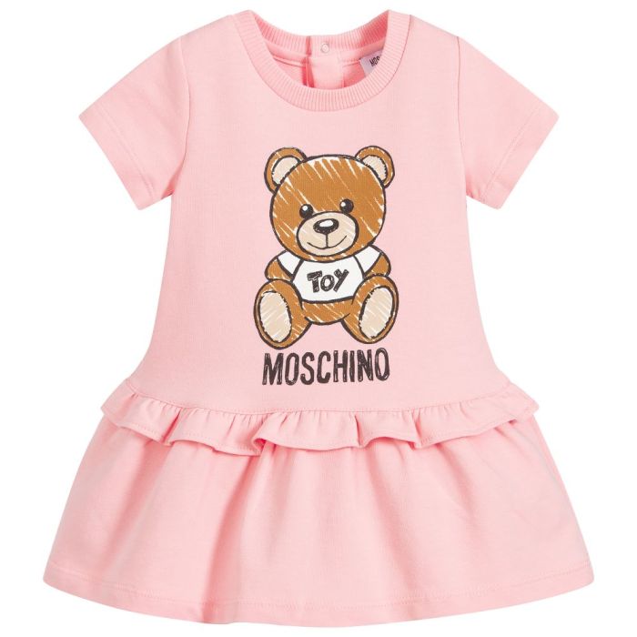 Moschino Baby Girls Pink Cotton Teddy Dress