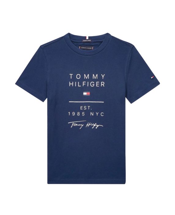 Tommy Hilfiger Boys Navy Blue Signature Logo T-shirt