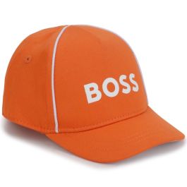 BOSS Boys Cap Cotton Orange Logo White